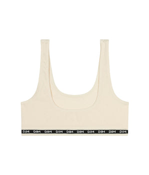 Brassière fille en tissu côtelé Beige Ivoire Dim Icons