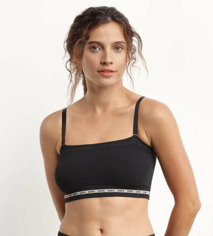 Soutien-gorge bandeau en modal polyamide Noir sans armature Dim Icons Seamless - Féminin - Taille XS