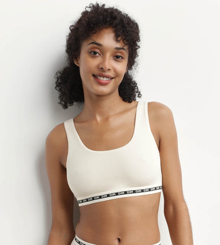 Brassière crop top Beige sans armature en modal polyamide Dim Icons Seamless - Féminin - Taille XS