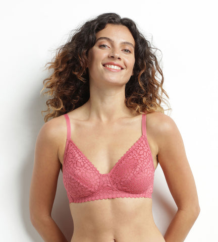 Soutien-gorge triangle sans armature dentelle florale Rose Dim Daily - Féminin - Taille 105E