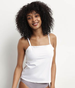 Top femme en coton stretch sans couture Blanc Body Touch Easy