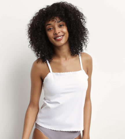 Top femme en coton stretch sans couture Blanc Body Touch Easy