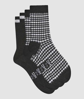 Lot de 2 paires de chaussettes femme motif vichy Noir Dim Coton Style