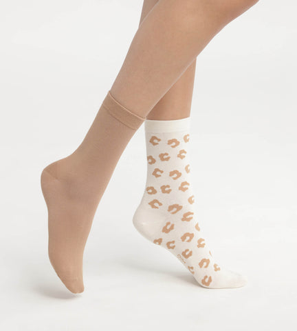 Lot de 2 paires de chaussettes femme à fleurs Crème Dim Bambou