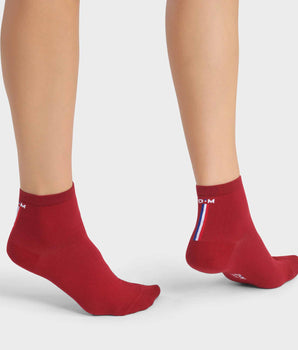 Chaussettes femme en coton Rouge Passion à bande colorée Madame Dim