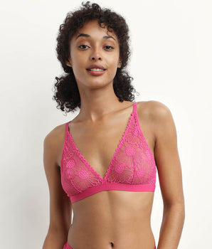 Soutien-gorge triangle en tulle et dentelle Fuchsia Fais-Moi Une Fleur