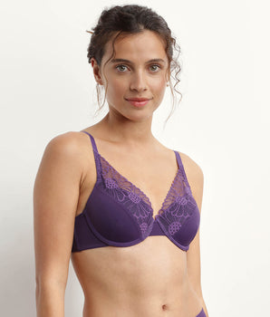 Soutien-gorge corbeille microfibre dentelle Violet Fais-Moi Une Fleur