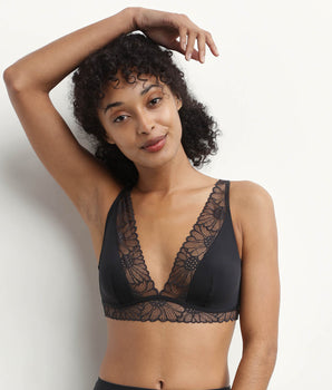 Soutien-gorge triangle microfibre et dentelle Noir Fais-Moi Une Fleur