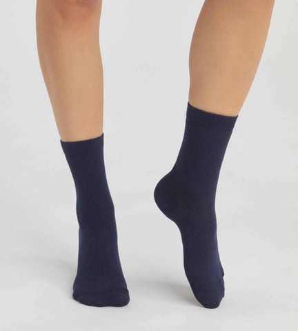 Lot de 2 paires de chaussettes femme en coton bio Bleu Marine Dim Good