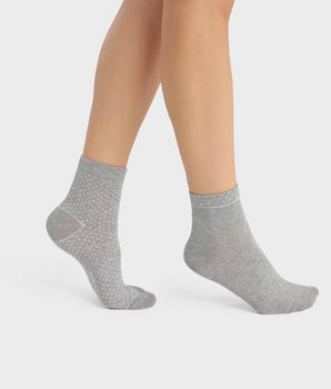 Lot de 2 paires de chaussettes femme en coton bio à pois Gris Dim Good