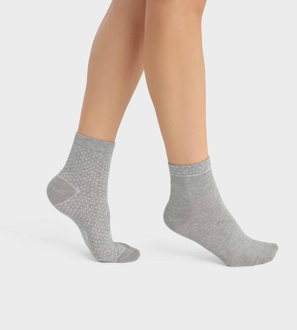 Lot de 2 paires de chaussettes femme en coton bio à pois Gris Dim Good