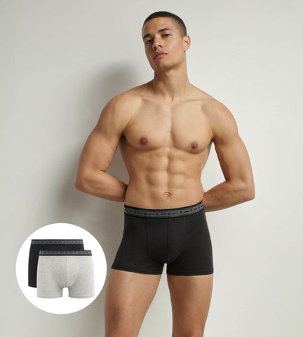 DIM - Lot de 2 boxers homme en coton bio Noir et Gris Perle Dim Good en Soldes - Masculin - taille 3