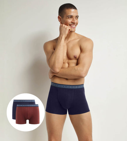 DIM - Lot de 2 boxers homme en coton bio Rouge Bleu Dim Good en Soldes - Masculin - taille 3