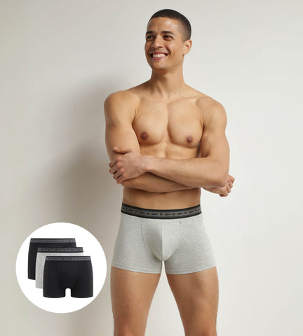 Lot de 3 boxers homme en coton bio Noir Gris Dim Good - Masculin - Taille 3