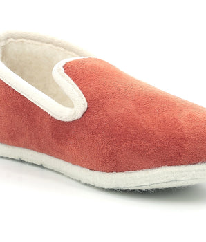 Chaussons  orange et blanc cassé pour femme