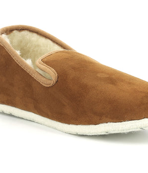 Chaussons  camel et blanc cassé pour homme