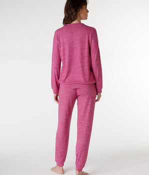 Pyjama long femme, rose