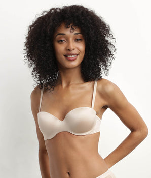 Soutien-gorge bandeau à bretelles amovibles en microfibre nude Dim