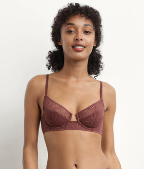 Soutien-gorge emboitant armatures dentelle graphique Cacao Mod de Dim