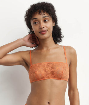 Bralette sans armature en dentelle graphique Noisette Mod de Dim