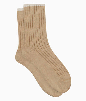 Chaussettes femme en maille côtelée unie Beige Vanille Dim Bambou