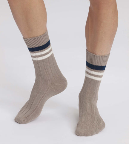 DIM - Chaussettes homme en maille côtelée à rayures Gris Dim Bambou en Soldes - Masculin - taille 39/42