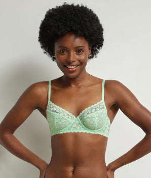 Soutien-gorge femme à armatures en dentelle florale Vert Daisy lace