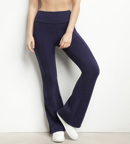 Pantalon de sport évasé pour femme en jersey stretch Bleu Dim Move