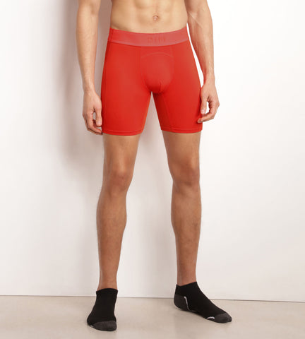 Boxer long homme en microfibre et mesh Rouge Dim Move - Masculin - Taille S