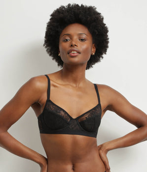 Soutien-gorge à armatures en dentelle noire à feuillage Mod de Dim