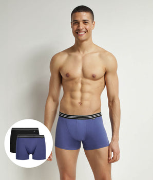 Lot de 2 boxers homme en coton stretch Bleu Turquin Noir EcoDim