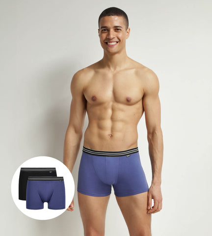 Lot de 2 boxers homme en coton stretch Bleu Turquin Noir EcoDim - Masculin - Taille 3