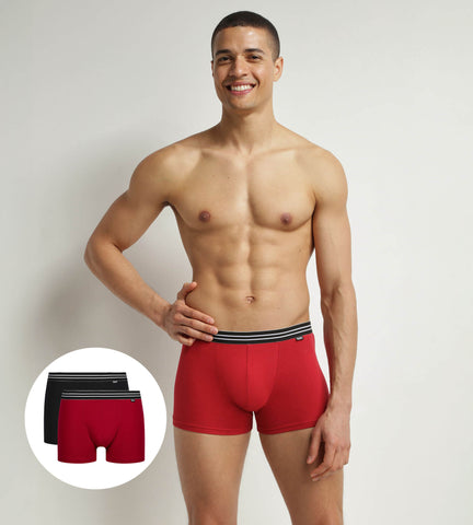 DIM - Lot de 2 boxers homme en coton stretch Rouge Carmin Noir EcoDim en Soldes - Masculin - taille 3