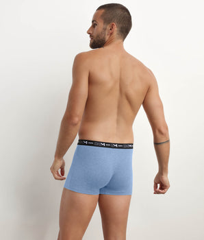 Lot de 2 Boxers homme Bleu et et Noir à ceinture contrastée Dim Coton Stretch