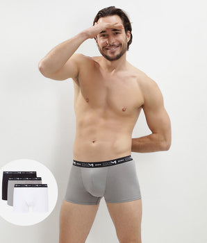 Lot de 3 boxers noir, gris et blanc Homme en coton stretch