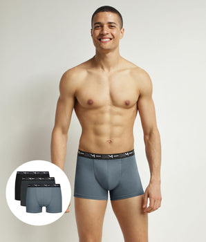 Lot de 3 boxers homme Noir Gris Dim Coton Stretch