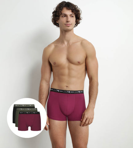 DIM - Lot de 3 boxers homme Noir Kaki Rouge Dim Coton Stretch en Soldes - Masculin - taille 3