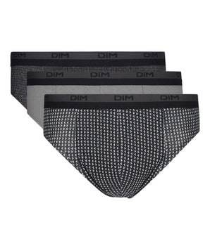 Lot de 3 slip homme en coton avec imprimé cube Gris Dim Coton Print