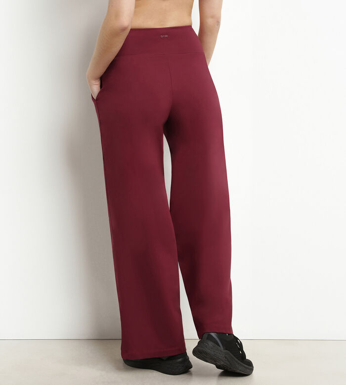 Pantalon de sport femme large en jersey stretch Bordeaux Dim Move, , DIM