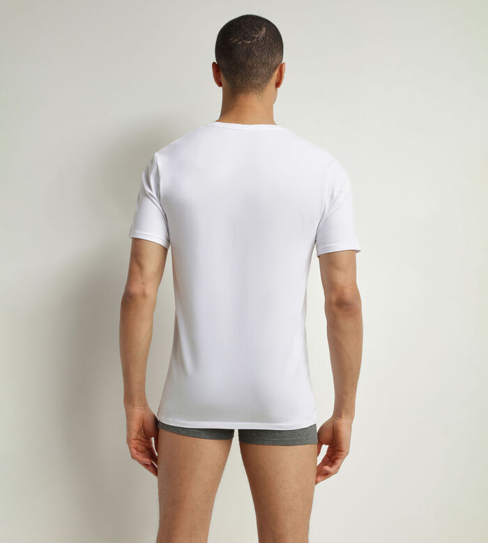 Lot de 2 t-shirts homme en coton bio Blanc à col V Dim Good, , DIM