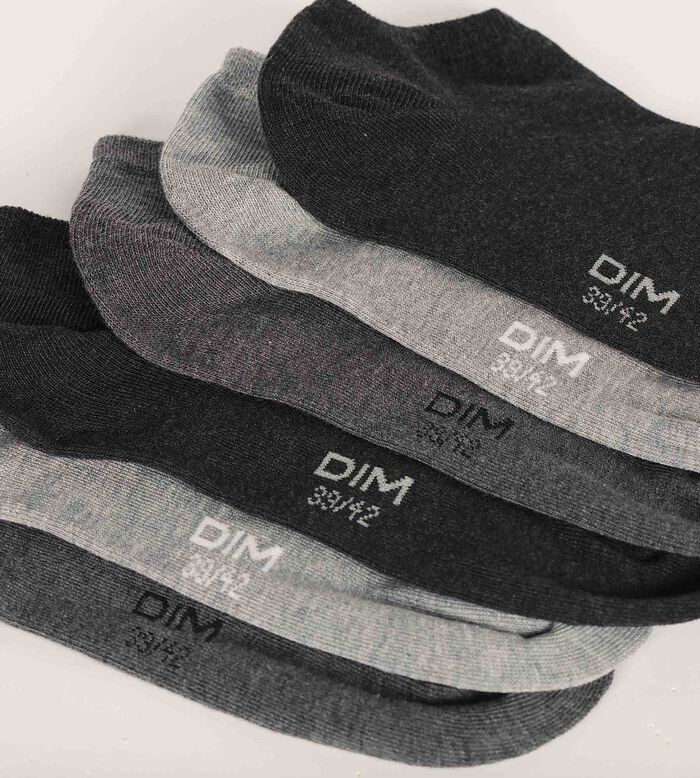 Lot de 3 paires de chaussettes courtes Anthracite Dim Coton, , DIM
