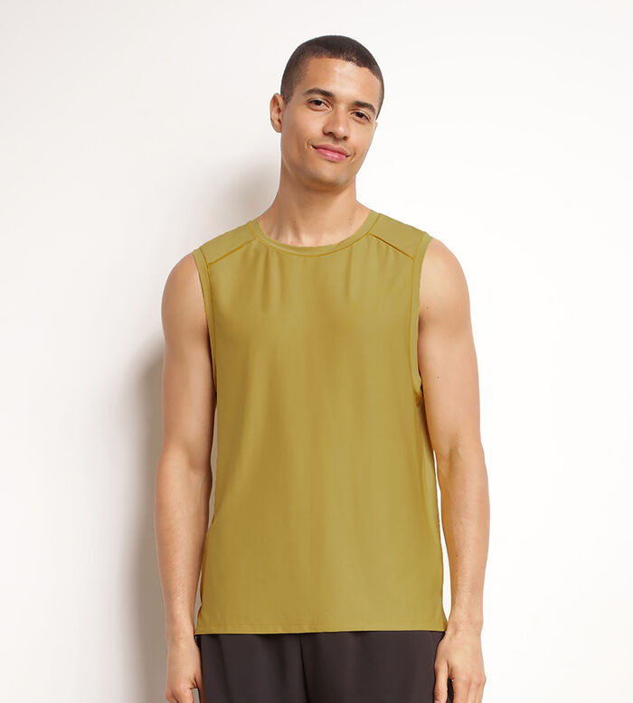 Débardeur de sport homme en matière aérée Olive Dim Move, , DIM