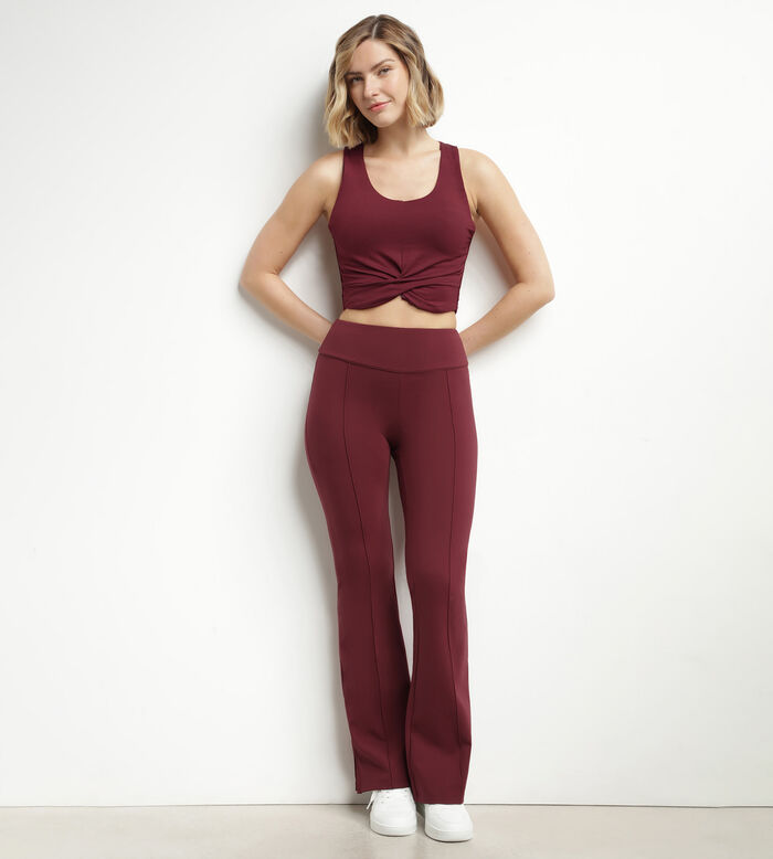 Pantalon de sport évasé pour femme en jersey souple Bordeaux Dim Move, , DIM