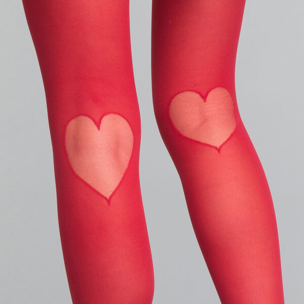 Collant fantaisie motif cœur rouge intense 20D - Dim Style