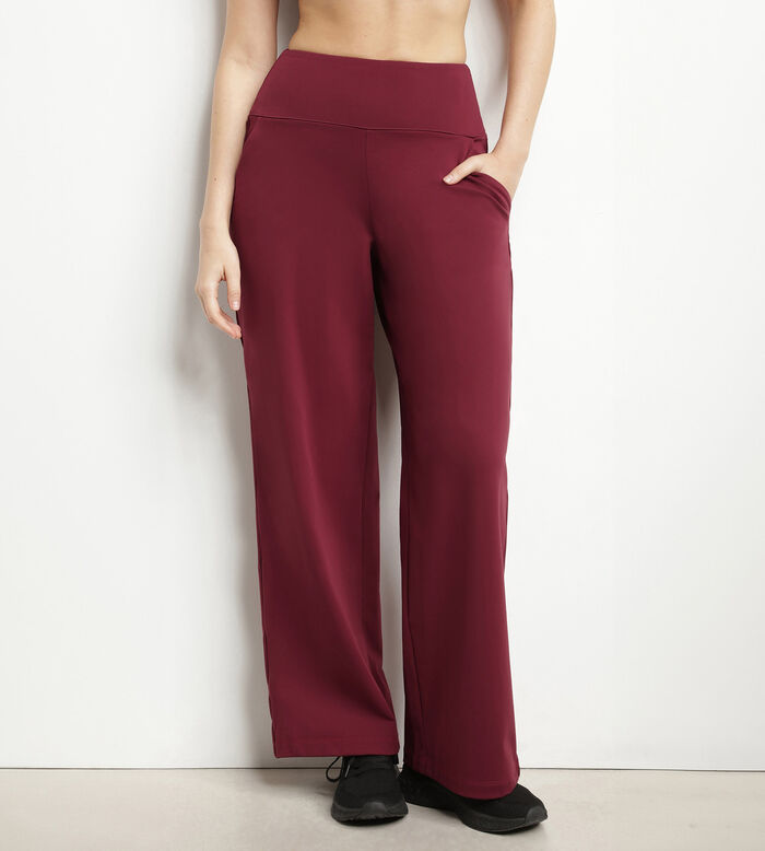 Pantalon de sport femme large en jersey stretch Bordeaux Dim Move, , DIM