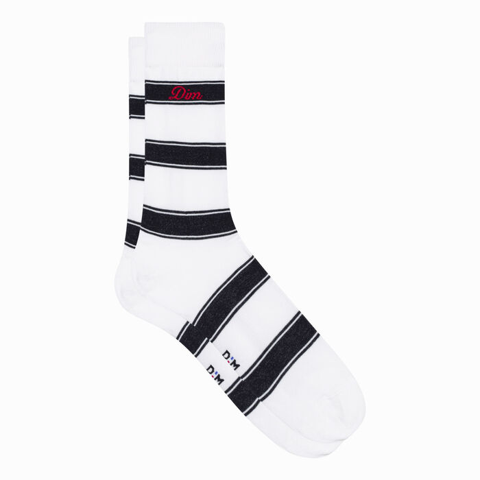 Chaussettes homme en coton Bleu Océan à rayures Monsieur Dim, , DIM