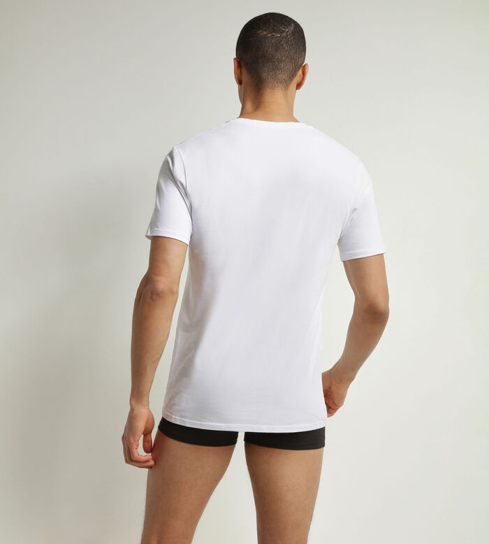 Lot de 2 t-shirts homme en coton bio Blanc Gris à col V Dim Good, , DIM