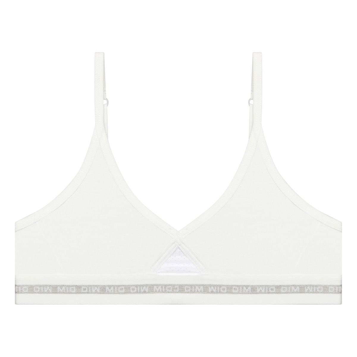 Brassière fille coton stretch Blanc avec impressions argentées Dim Sport